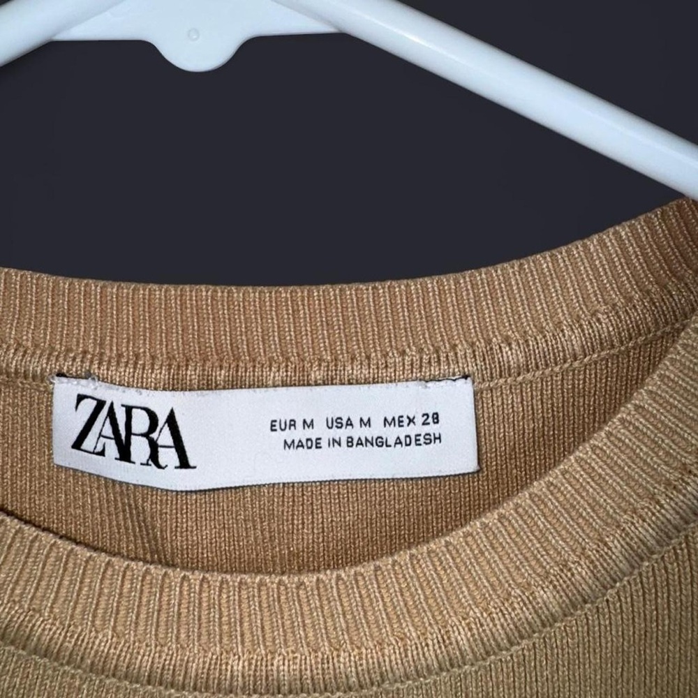 Zara Ribbed Knit Crop Tank Top Neutral Brown - Picture 2 of 4